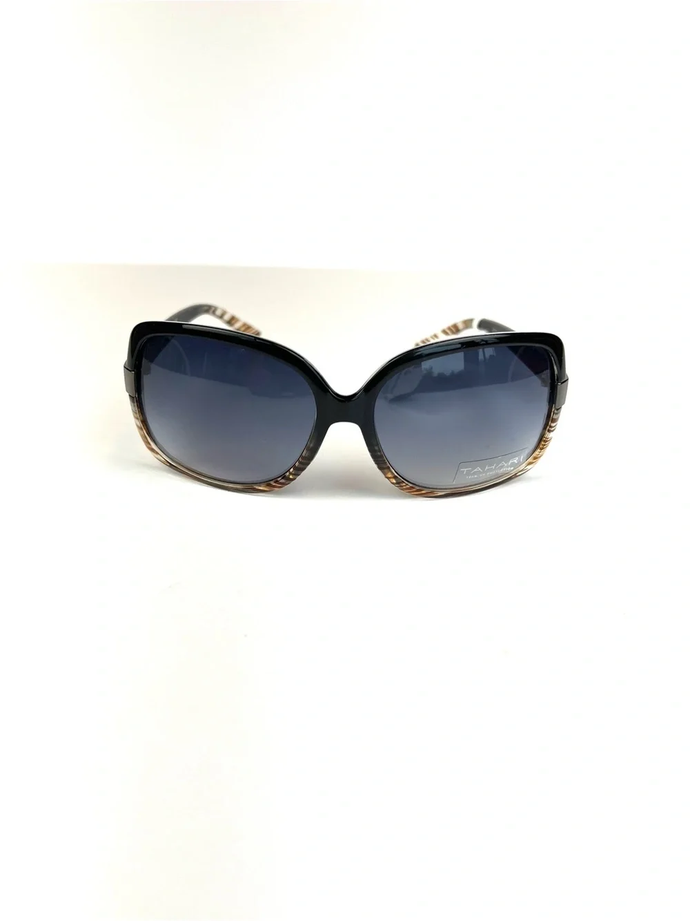 Tahari Sunglasses Two Tone Black Top Brown Clear Bottom TH124 Women's New w Tag